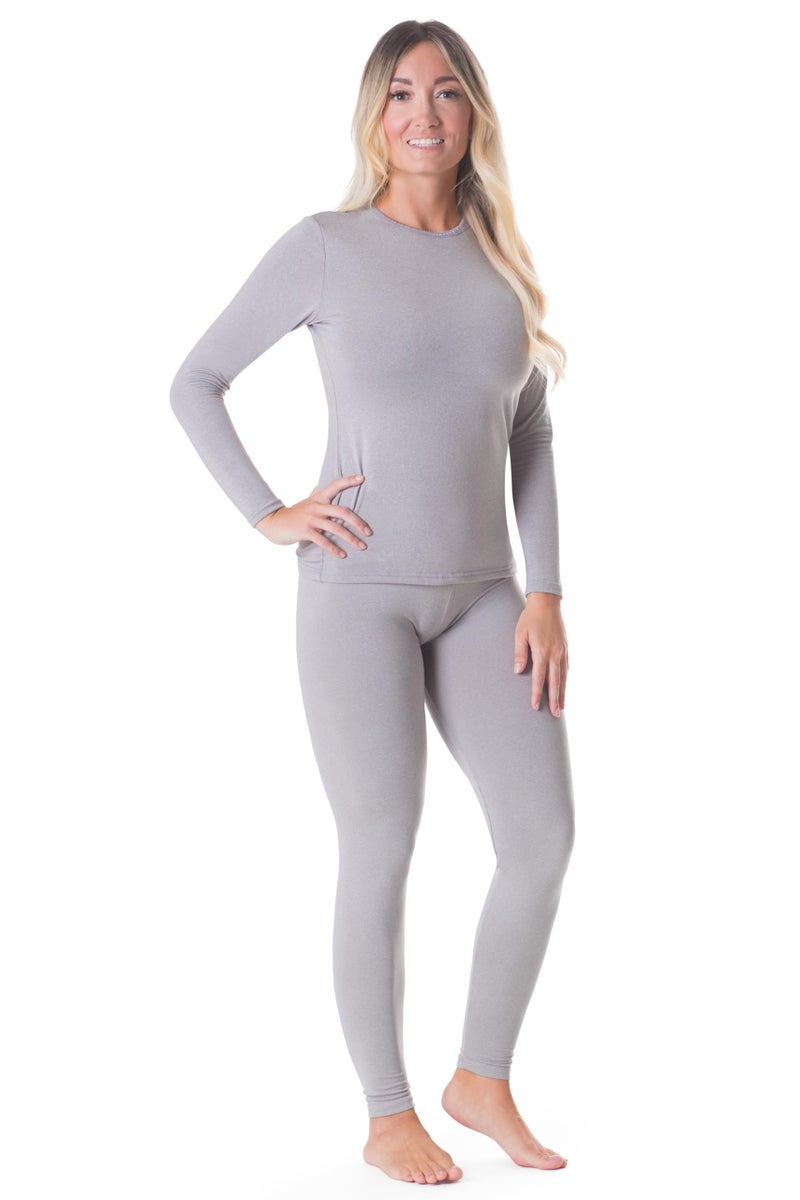 Rocky Thermal Underwear Women Long Johns Womens Thermals Top Bottom Set Fleece Lined Under Wear Clothes Base Layer Thermals, Small, Heather Grey - Image 1